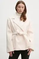 Kabát Artigli dámský, béžová barva, přechodný, dvouřadový, ACCP000161