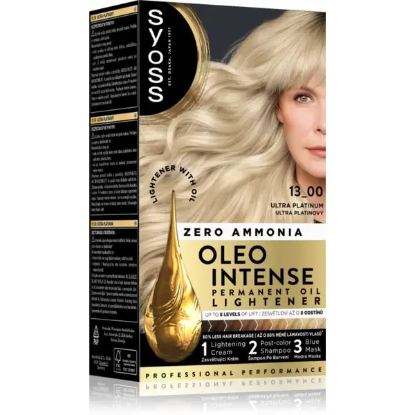 Syoss Oleo Intense permanentná farba na vlasy na zosvetlenie vlasov odtieň 13-00 Ultra Platinum 50 ml