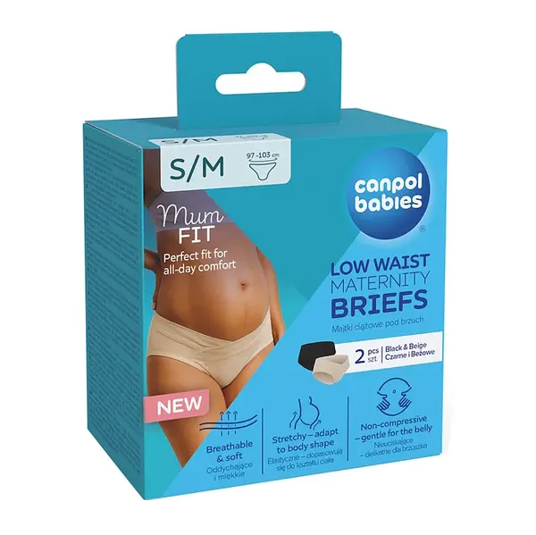 CANPOL BABIES Těhotenské kalhotky s nízkým pasem mum fit S/M 2 kusy