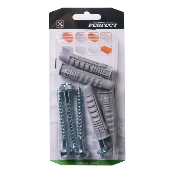 Hmoždinka univerzální rozpěrná s vrutem se šestihrannou hlavou 12/8.0 x 70 mm, nylon, STALCO PERFECT, bal.4 ks