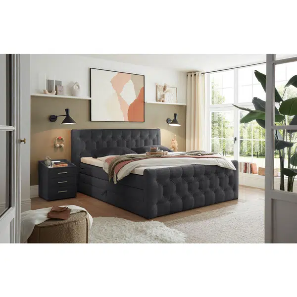 MID.YOU POSTEL BOXSPRING, 180/200 cm, černá