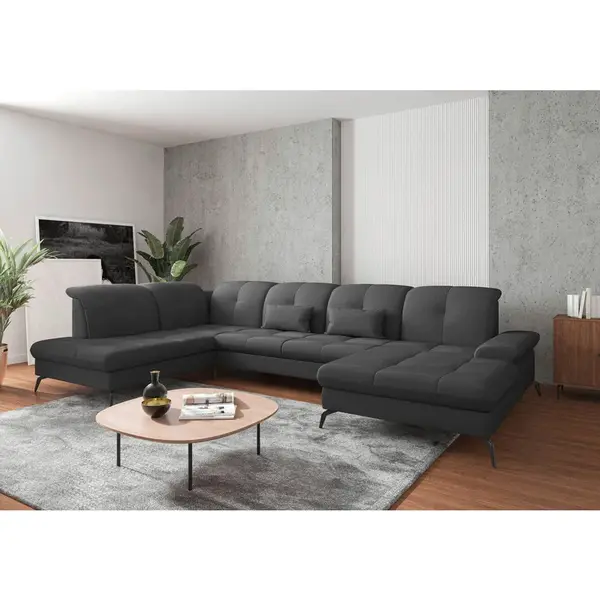 Sit & More SEDACÍ SOUPRAVA, textil, tmavě šedá