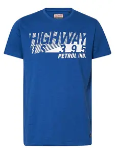 Petrol Industries Tričko  kobaltovomodrá / biela