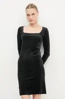 Velurové šaty G-Star černá barva, mini, D25040-D422