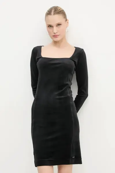 Velurové šaty G-Star černá barva, mini, D25040-D422