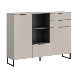 Livetastic VYSOKÁ KOMODA, černá, kašmírová, 150/112/37 cm