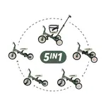 PETITE&MARS Tříkolka multifunkční 5v1 Turbo Misty Green