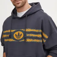 Bavlněná mikina adidas Originals pánská, šedá barva, s kapucí, s potiskem, JM0469