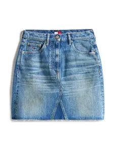 Tommy Jeans Sukňa  modrá denim