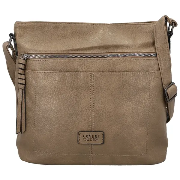Trendy dámská koženková crossbody kabelka Westa, taupe new