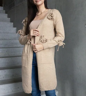 Gemre Long Beige Cardigan Lira