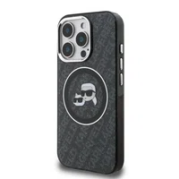 Zadní kryt Karl Lagerfeld IML K&CH Heads Repeated Logo MagSafe pro Apple iPhone 15 Pro, černá