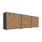 MID.YOU ŠIROKÁ KOMODA, antracitová, dub artisan, 237/73/33 cm