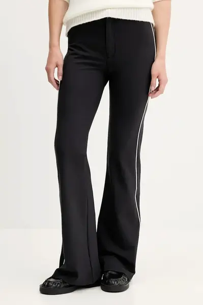 Kalhoty Hugo Blue Hizumi-1_B dámské, černá barva, široké, high waist, 50542169