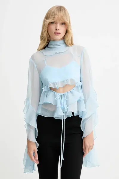 Halenka Bardot dámská, modrá barva, hladká, 59933TB