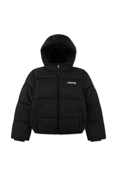 Dětská bunda Levi's HVWT PUFFER WITH LOGO ELAS černá barva, 9EN633