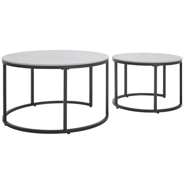 Livetastic SADA KONFERENČNÍCH STOLKŮ, bílá, černá, kov, keramika, 80/60/46/40/80/60 cm