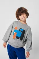 Dětská bavlněná mikina Bobo Choses Doggy Mate šedá barva, vzorovaná, 225AC031