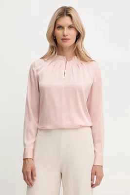 Hedvábná halenka BOSS dámská, fialová barva, hladká, 50548224