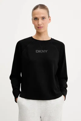 Mikina Dkny dámská, černá barva, s potiskem, DP5T9976