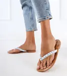 Gemre White flip-flops decorated with stones Liwiros