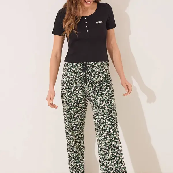 Pyžamo women'secret dámské, černá barva, 3592390