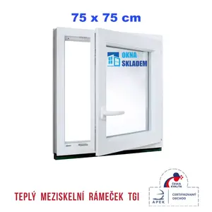 Plastové okno | 75 x 75 cm (750 x 750 mm) | bílé |otevíravé i sklopné | pravé