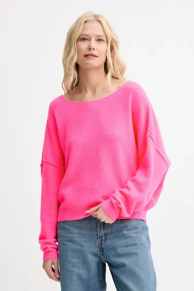 Svetr z vlněné směsi American Vintage PULL ML COL BATEAU dámský, růžová barva, DAM225