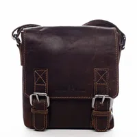 Pánská kožená crossbody taška tmavě hnědá - Greenwood Kratos