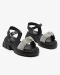 Resti Black women's sandals with cubic zirconias Pokio- Footwear