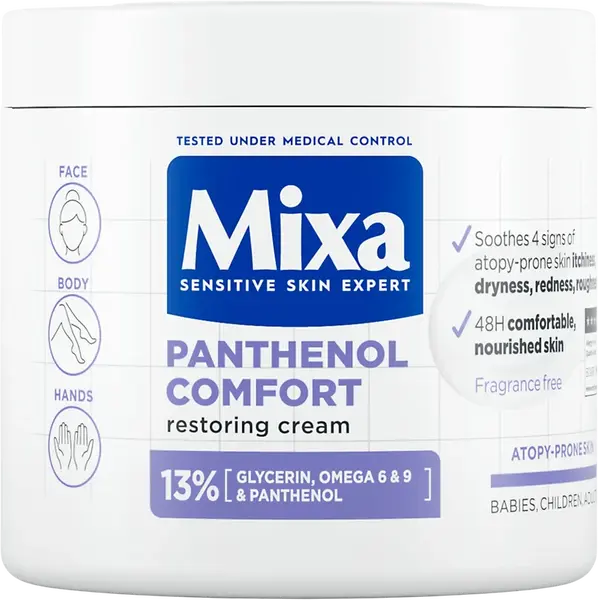 MIXA Panthenol Comfort obnovujúca telová starostlivosť aj na pokožku so sklonom k atopii, 400 ml