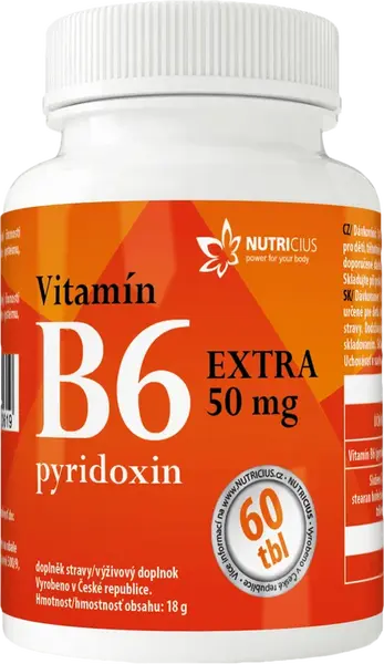 NUTRICIUS Vitamín B6 EXTRA - pyridoxin 50 mg 60 tabliet