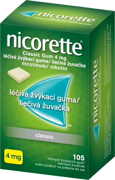 NICORETTE ® Classic Gum 4 mg, liečivé žuvačky 105 ks