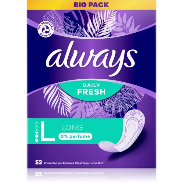 Always Daily Fresh Long slipové vložky bez parfumácie 52 ks