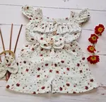 Body s nohavičkami kr. rukáv + čelenka, mušelín, 2D sada, biela, veľ. 86