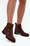 Kotníkové boty z přírodního semiše s leopardím vzorem