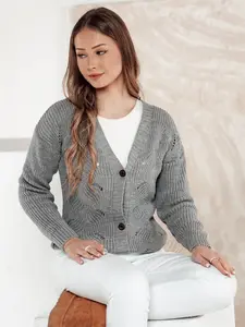 Rozpinaný svetr KNITVÍ jasnosivý