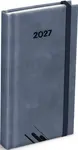Diář 2027 D802 PU šedý s gumkou 90x170mm