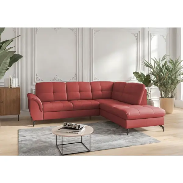 Sit & More ROHOVÁ SEDAČKA, textil, kůže, červená