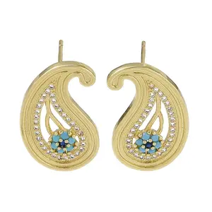 Rack Plating Brass With Cubic Zirconia Stud Earrings