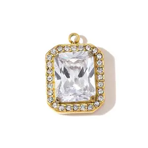 304 Stainless Steel Micro Pave Cubic Zirconia Pendants
