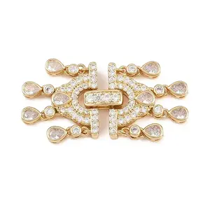 Brass Micro Pave Clear Cubic Zirconia Fold Over Clasps