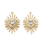 304 Stainless Steel Micro Pave Cubic Zirconia Pendants