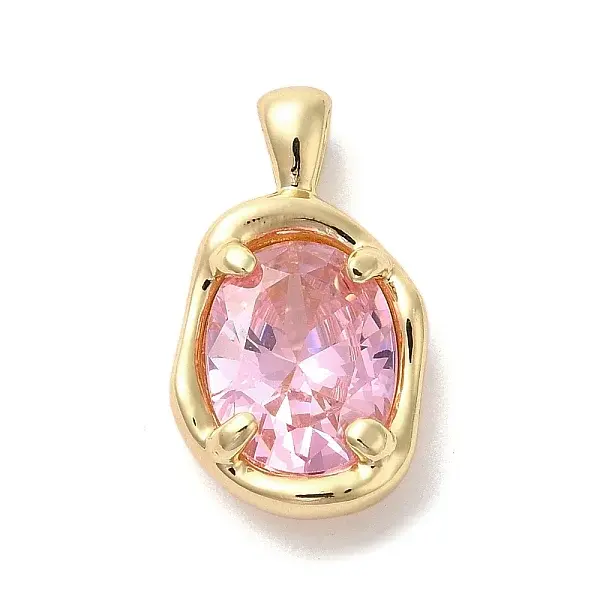 Golden Brass Micro Pave Cubic Zirconia Pendants