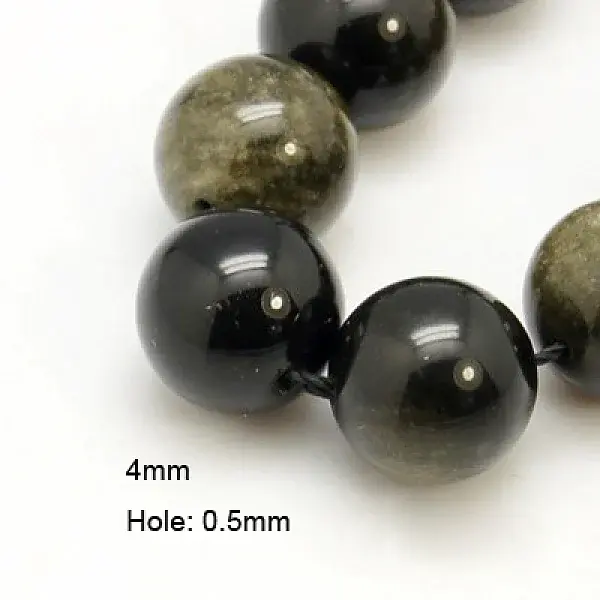 Natural Golden Sheen Obsidian Beads Strands