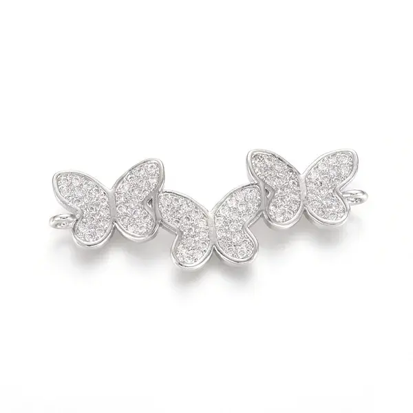 Brass Micro Pave Clear Cubic Zirconia Links Connectors