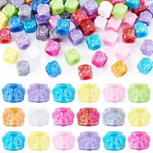 100Pcs Pearlized UV Plating Opaque Acrylic European Beads