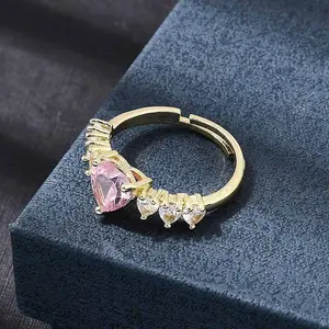 Brass Pave Cubic Zirconia Cuff Open Rings