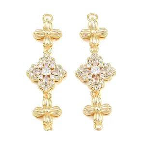 Brass Pave Cubic Zirconia Connector Charms