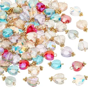 100Pcs Electroplate Glass Beads Pendants
